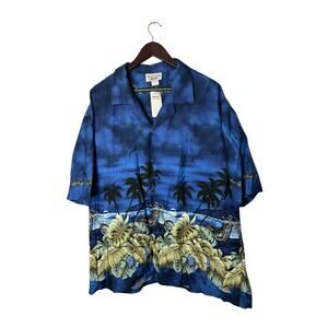Pacific Legend Apparel Shirt Mens Blue 3XL Hawaiian Button Up Motorcycles‎